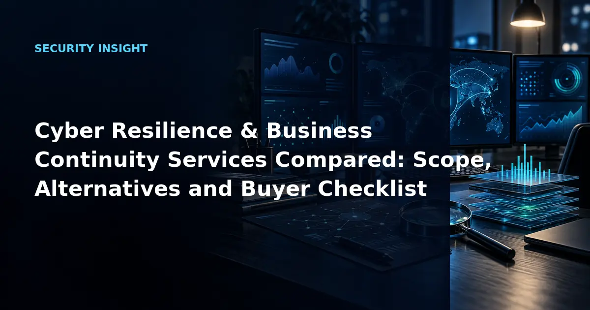 Cyber Resilience & Business Continuity Services Compared: Scope, Alternatives and
Buyer Checklist