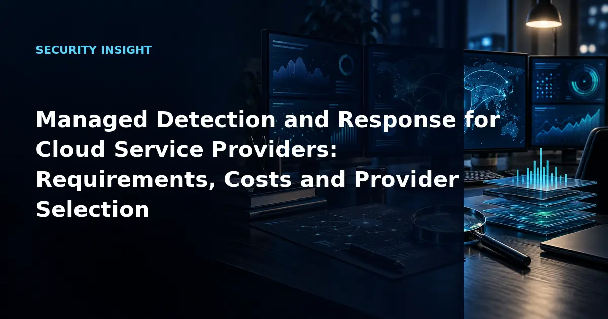 Managed Detection and Response for Cloud Service Providers: Requirements, Costs and
Provider Selection