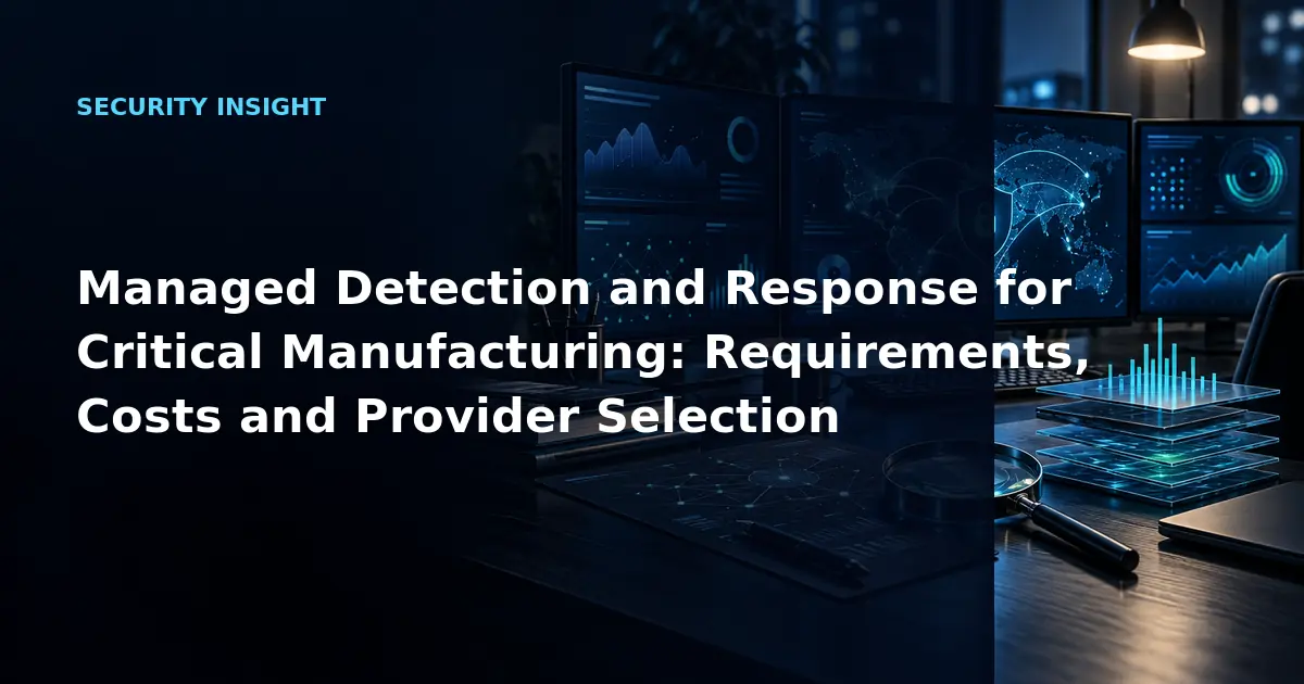 Managed Detection and Response for Critical Manufacturing: Requirements, Costs and
Provider Selection