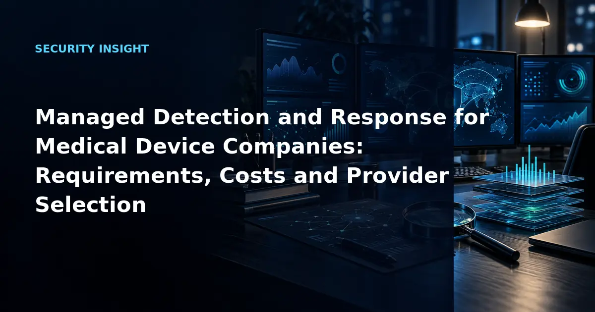 Managed Detection and Response for Medical Device Companies: Requirements, Costs and
Provider Selection