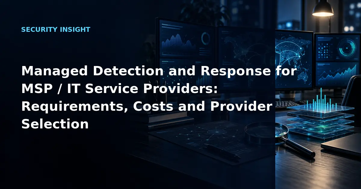 Managed Detection and Response for MSP / IT Service Providers: Requirements, Costs and
Provider Selection